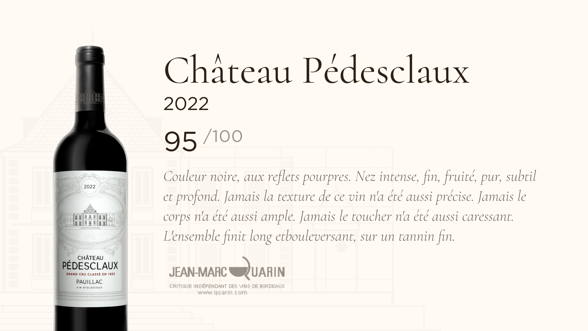 2022, the first 100% gravity-flow, organically-certified vintage now available - Chateau Pedesclaux