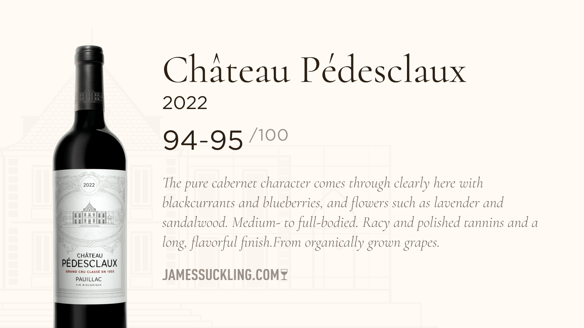 2022, the first 100% gravity-flow, organically-certified vintage now available - Chateau Pedesclaux